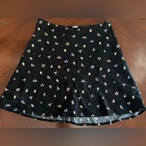 H&M divided black mini skirt with multi flowers
